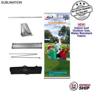 [SU652-8] 24Hr Express Ship - Sublimated Heavy Fabric Deluxe Wide Base Retractable Pull Up Banner, Stand & Bag