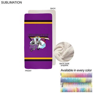 [SU667] Sherpa Faux Wool Lined Micro Mink Throw, Sublimated Edge to Edge 1 side (30"x60")