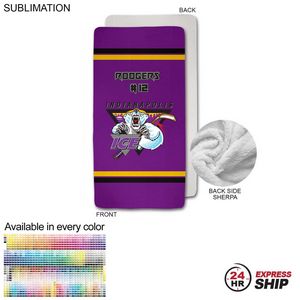 [SU667-11] 24 Hr Express Ship - Team Blanket in Plush Sherpa Faux Wool Lined Micro Mink, Stadium Size (30"x60")