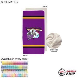 [SU667-8] 24Hr Express Ship - Sherpa Faux Wool Lined Micro Mink Throw, Sublimated Edge to Edge 1 Side (30"x60)