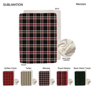 Stock Plaid Design Plush Sherpa Lined Micro Mink Throw, Sublimated (60"x80")
