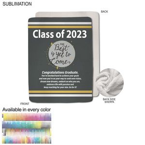 Graduation Blanket in Plush Sherpa Faux Wool Lined Micro Mink, Queen Bed Size, Sublimated (60"x80")