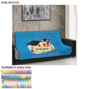 [SU684-3] Graduation Blanket in Plush and cozy Mink Flannel Fleece, Couch Size, Sublimated edge to edge