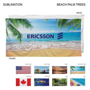 [SU698-10] Stock Design Sublimated, Heavier Weight, Plush Velour Terry Cotton Blend Beach Towel, (30"x60")