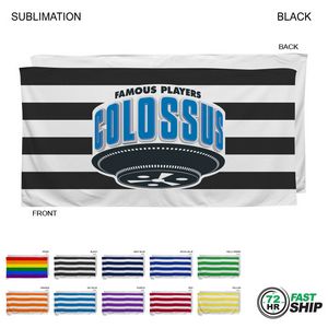 [SU698-18] 72 Hr Fast Ship -Cabana Stripe Sublimated, Heavier Weight, Plush Velour Terry Beach Towel, (30"x60")