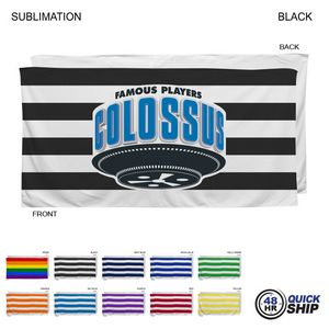 [SU698-19] 48Hr Quick Ship-Cabana Stripe Sublimated, Heavier Weight, Plush Velour Terry Beach Towel, (30"x60")