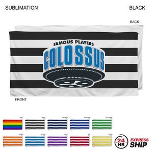 [SU698-20] 24Hr Express Ship-Cabana Stripe Sublimated, Heavier Weight, Plush Velour Terry Beach Towel (30"x60")