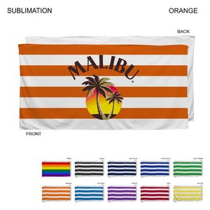 Cabana Stripe Sublimated, Heaviest Weight, Plush Velour Terry Cotton Blend Beach Towel (30"x60")