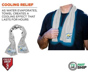 [SU704-3] 72 Hr Fast Ship - White Cooling Towel w/Full Color Sublimated Logos (12"x40")