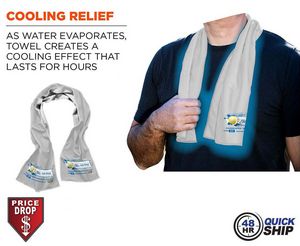 [SU704-4] 48 Hr Quick Ship - White Cooling Towel w/Full Color Sublimated Logos (12"x40")