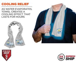 [SU704-5] 24 Hr Express Ship - White Cooling Towel w/Full Color Sublimated Logos (12"x40")