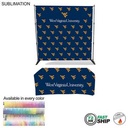 72 Hr Fast Ship -Trade Show Booth Package, 8' Expanding Display and 6' Sublimated PREMIUM Tablecloth