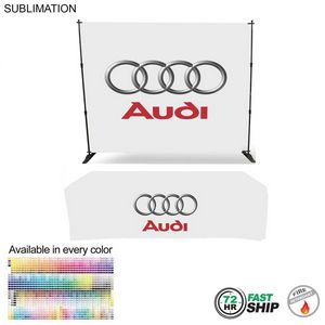[SU729-36] 72 Hr Fast Ship- Tradeshow Booth Package, 10' Expanding Display and 8' Sublimated PREMIUM Tablecloth