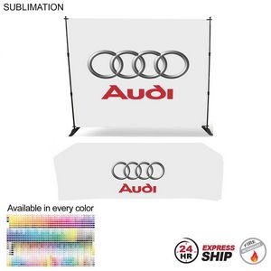 [SU729-38] 24Hr Express Ship-Trade Show Booth Package 10' Expanding Display & 8' Sublimated PREMIUM Tablecloth