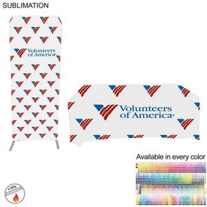 Trade Show Booth Package Sleek, 2' Skinny EuroFit Wall Display + PREMIUM 6' Sublimated Tablecloth