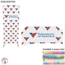 Trade Show Booth Package Sleek, 2' Skinny EuroFit Wall Display + PREMIUM 6' Sublimated Tablecloth