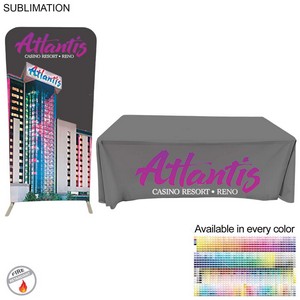 Trade Show Booth Package Sleek, 3' Skinny EuroFit Wall Display + PREMIUM 6' Sublimated Tablecloth