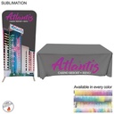 Trade Show Booth Package Sleek, 3' Skinny EuroFit Wall Display + PREMIUM 6' Sublimated Tablecloth
