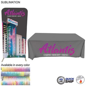 [SU731-17] 48 Hr Quick Ship - Trade Show Booth Package Sleek, 3' EuroFit Display and 6' Sublimated Tablecloth