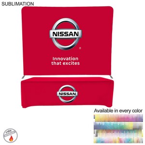 Trade Show Booth Package Supreme, 10' EuroFit Wall Display and PREMIUM 8' Sublimated Tablecloth