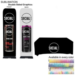 Event Package, 2'W Fabric Banner w/Steel Base and Premium 6' Tablecloth Open Back