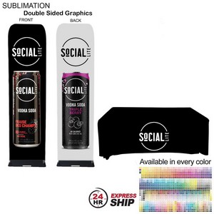 [SU735-18] 24Hr Express Ship - Event Package, 2'W Fabric Banner and Premium 6' Tablecloth Open Back