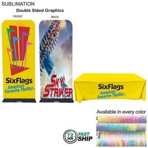72Hr Fast Ship - Event package, 3'W Fabric banner and Premium 6' tablecloth closed back
