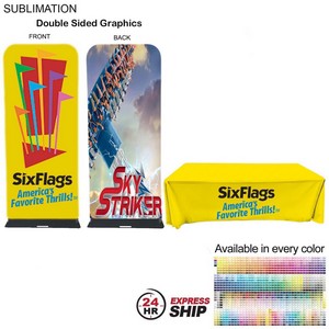 [SU736-18] 24Hr Express Ship - Event Package, 3'W Fabric Banner and Premium 6' Tablecloth Closed Back