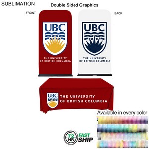72Hr Fast Ship - Event package, 4'W Fabric banner and Premium 8' tablecloth open back.