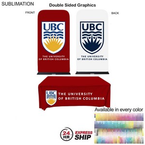 24Hr Express Ship - Event Package, 4'W Fabric Banner And Premium 8' Tablecloth Open Back