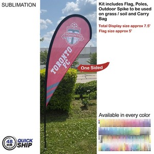 [SU749-11] 48Hr Quick Ship - 7.5' X-Small Tear Drop Flag Kit, Full Color Graphics One Side