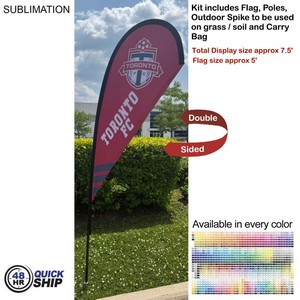 [SU749-12] 48Hr Quick Ship - 7.5' X-Small Tear Drop Flag Kit, Full Color Graphics Double Sided