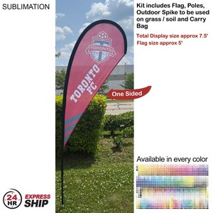 [SU749-15] 24Hr Express Ship - 7.5' X-Small Tear Drop Flag Kit, Full Color Graphics One Side.
