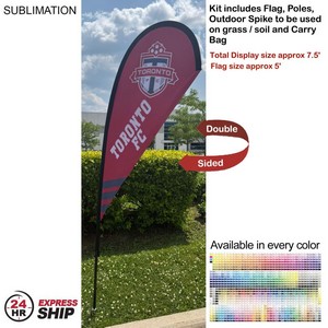 [SU749-16] 24Hr Express Ship - 7.5' X-Small Tear Drop Flag Kit, Full Color Graphics Double Sided.