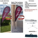 7.5' X-Small Tear Drop Flag Kit, Full Color Graphics 2 Sided, Outdoor Spike Base, Indoor Cross Base