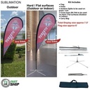 72Hr Fast Ship - 7.5' Small Feather Flag Kit, Full Color Graphics One Side, Outdoor and Indoor Bases