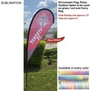 7.5' X-Small Tear Drop Flag Kit, Full Color Graphics One Side, Outdoor Use Spike base & Bag Included