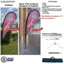 48Hr Quick Ship - 7.5' Small Tear Drop Flag Kit, Full Color Graphic One Side, Outdoor & Indoor Bases