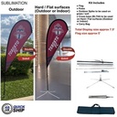 48Hr Quick Ship - 7.5' Small Tear Drop Flag Kit, Full Color Graphic 2 Sided, Outdoor & Indoor Base