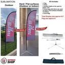 24H Express Ship- 8.5' X-Small Feather Flag Kit, Full Color Graphic 1 Side, Outdoor and Indoor Bases