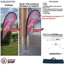 24H Express Ship- 7.5' Small Tear Drop Flag Kit, Full Color Graphic One Side, Outdoor & Indoor Bases