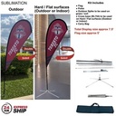 24Hr Express Ship - 7.5' Small Tear Drop Flag Kit, Full Color Graphic 2 Sided, Outdoor & Indoor base