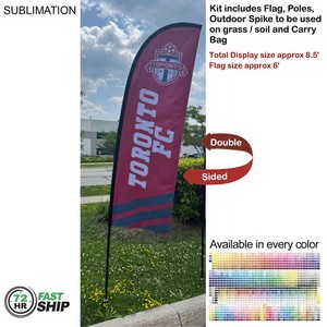 [SU749-6] 72Hr Fast Ship - 8.5' X-Small Feather Flag Kit, Full Color Graphics Double Sided
