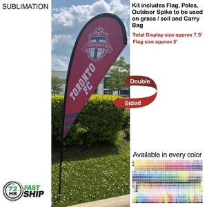 [SU749-8] 72Hr Fast Ship - 7.5' X-Small Tear Drop Flag Kit, Full Color Graphics Double Sided