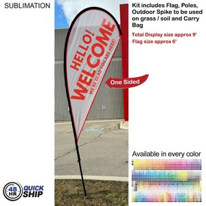 [SU750-11] 48 Hr Quick Shi - 9' Small Tear Drop Flag Kit, Full Color Graphics One Side, Spike and Bag Included.