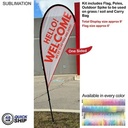 48 Hr Quick Shi - 9' Small Tear Drop Flag Kit, Full Color Graphics One Side, Spike and Bag Included.