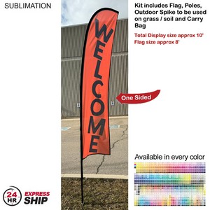[SU750-13] 24Hr Express Ship- 10' Small Feather Flag Kit, Full Color Graphics One Side, Spike and Bag Included.