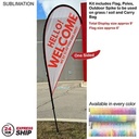 24H Express Ship- 9' Small Tear Drop Flag Kit, Full Color Graphics One Side, Spike and Bag Included.