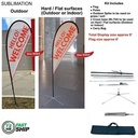 72Hr Fast Ship - 9' Small Tear Drop Flag Kit, Full Color Graphics One Side, Outdoor & Indoor bases
