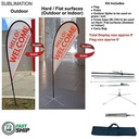 72Hr Fast Ship - 9' Small Tear Drop Flag Kit, Full Color Graphic Double Sided, Outdoor & Indoor base